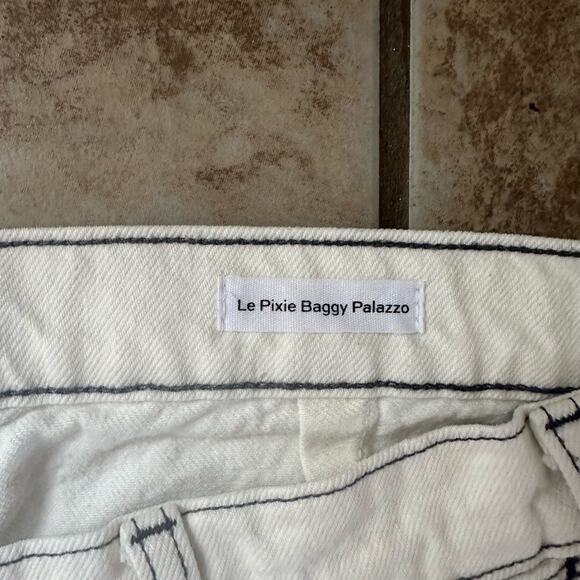 Frame Denim Jeans Le Pixie Baggy Palazzo Size 29 Chalked Cream 100% Cotton - Picture 6 of 14